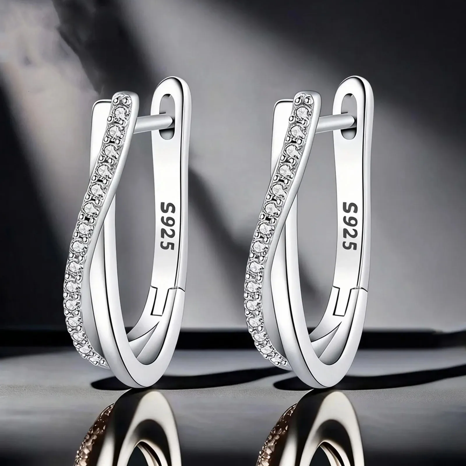 925 Silver Star Twisted Line Earrings