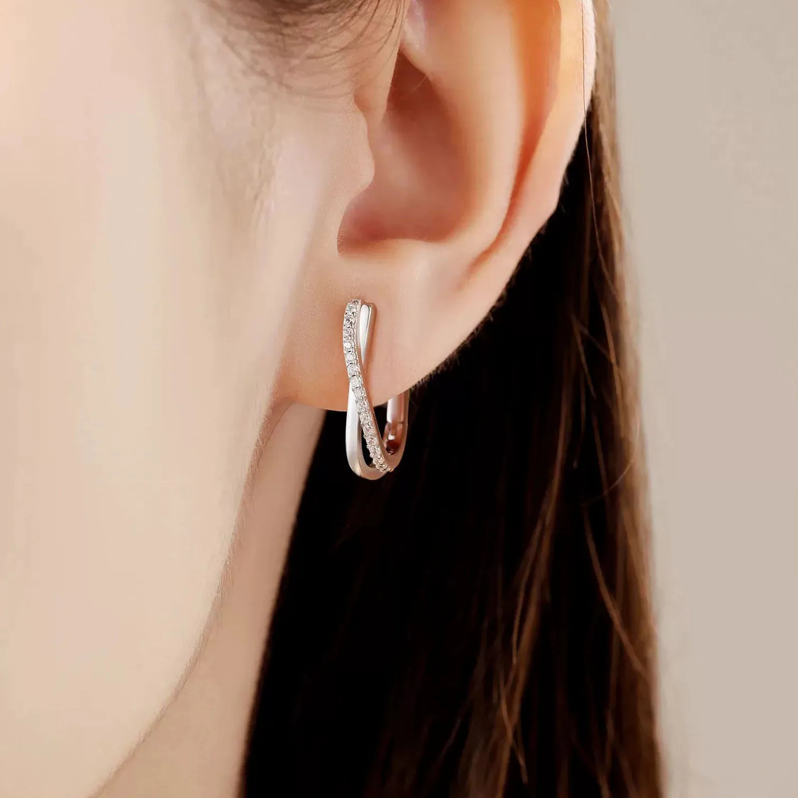 925 Silver Star Twisted Line Earrings - Image 3